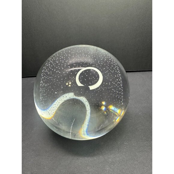 Vtg Great City Trader Controlled Bubble Geometric Glass Blown Paperweight 4" DIA - Picture 2 of 10